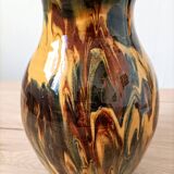 Large pitcher in very colorful flamed stoneware