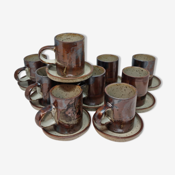 Set of 10 glazed stoneware espresso cups