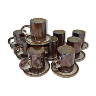 Set of 10 glazed stoneware espresso cups