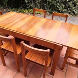 Table & 6 chairs in solid pine 80s