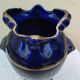Large antique blue earthenware vase