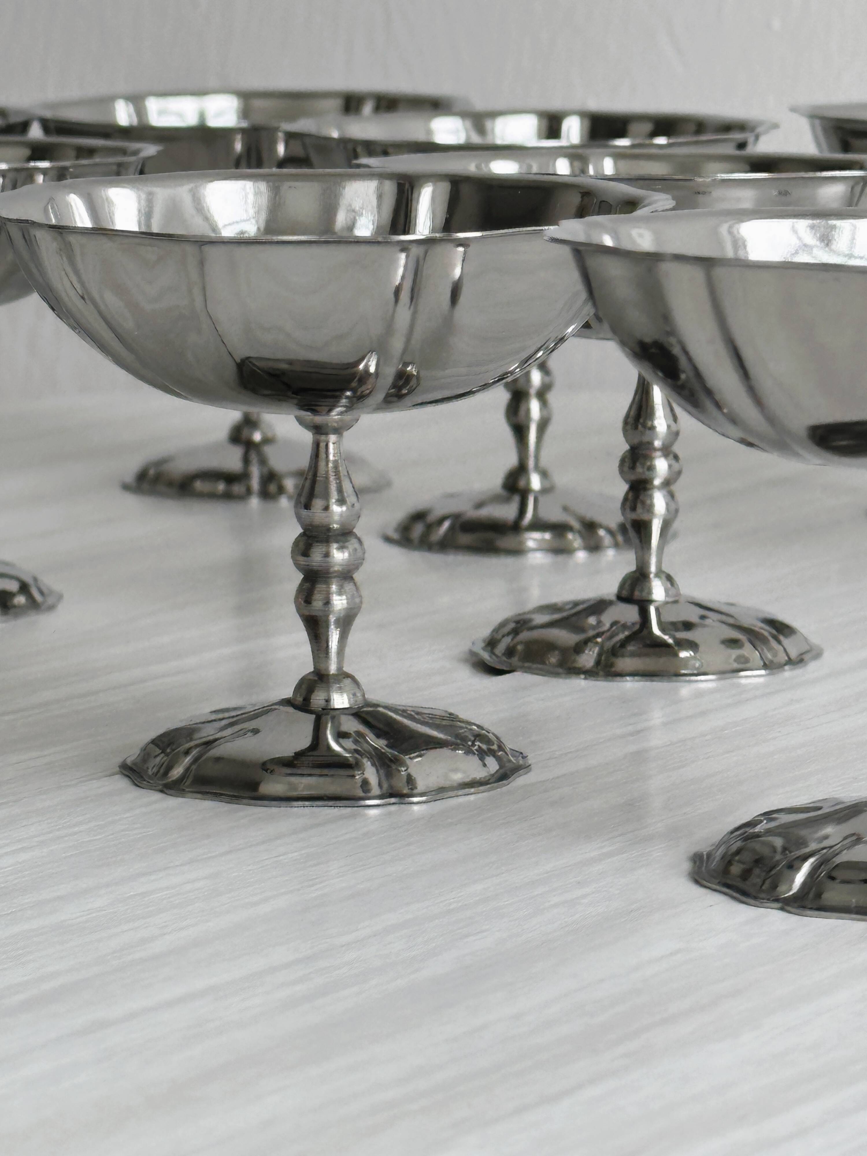 12 stainless steel footed bowls, Letang Remy style