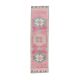 Vintage Pink Geometric Turkish Hand-Knotted Runner 92x342