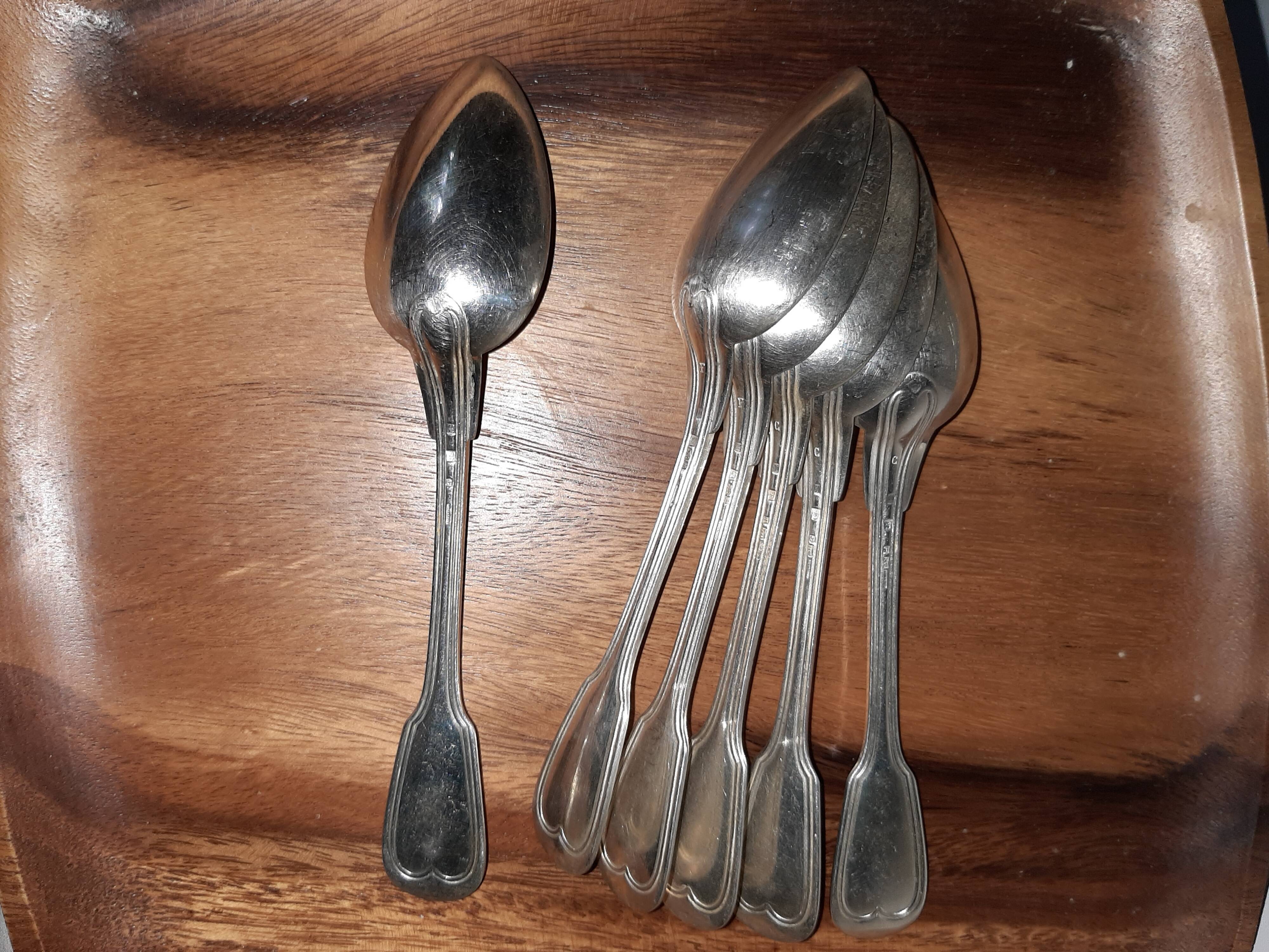 6 christofle 'au Filet' antique cutlery