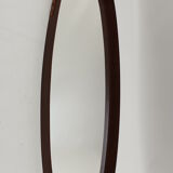 Italian Oval Teak Mirror 1950s 32x103cm