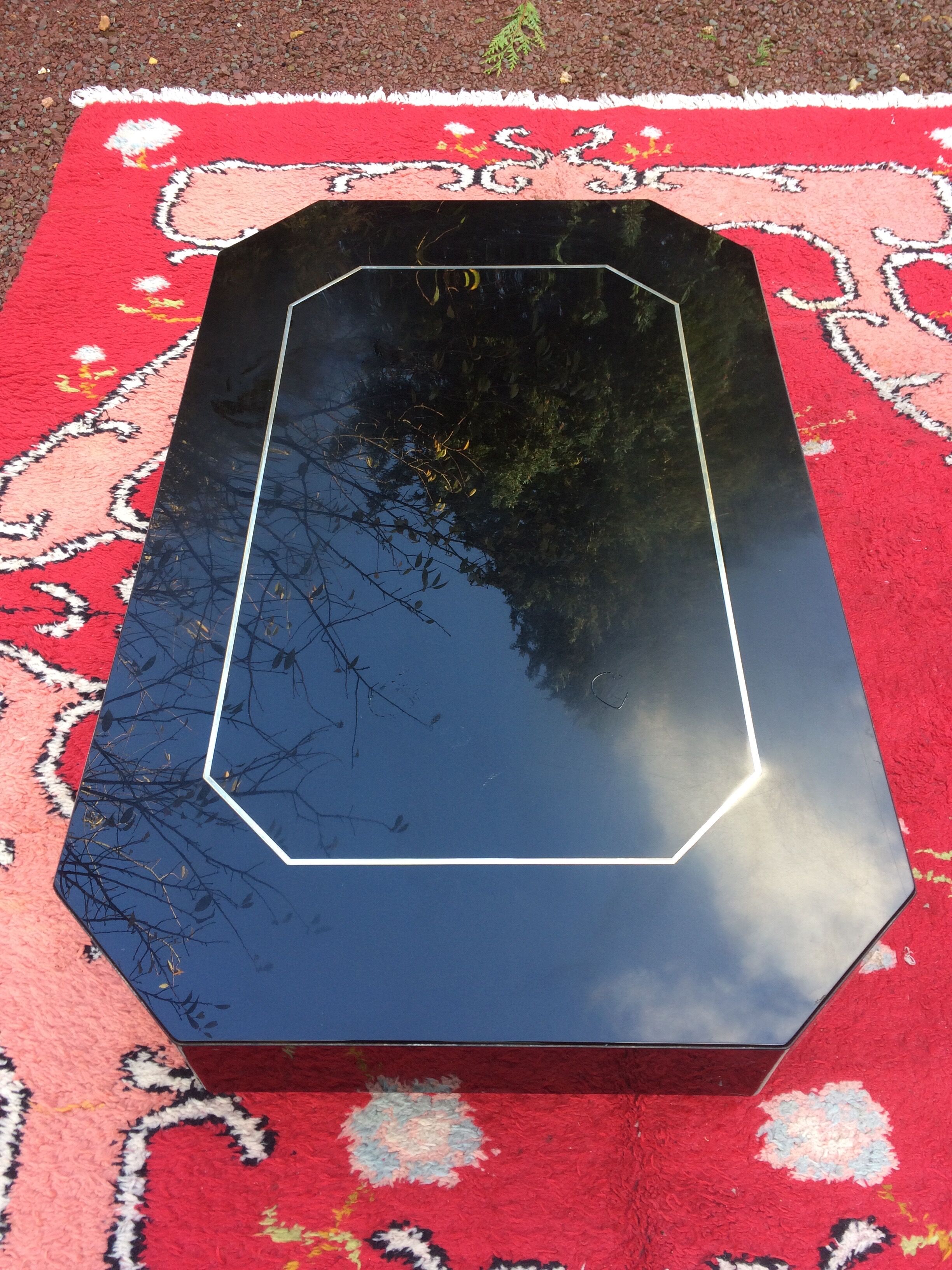 Black laqué wood coffee table - Japanese-style - Roche Bobois