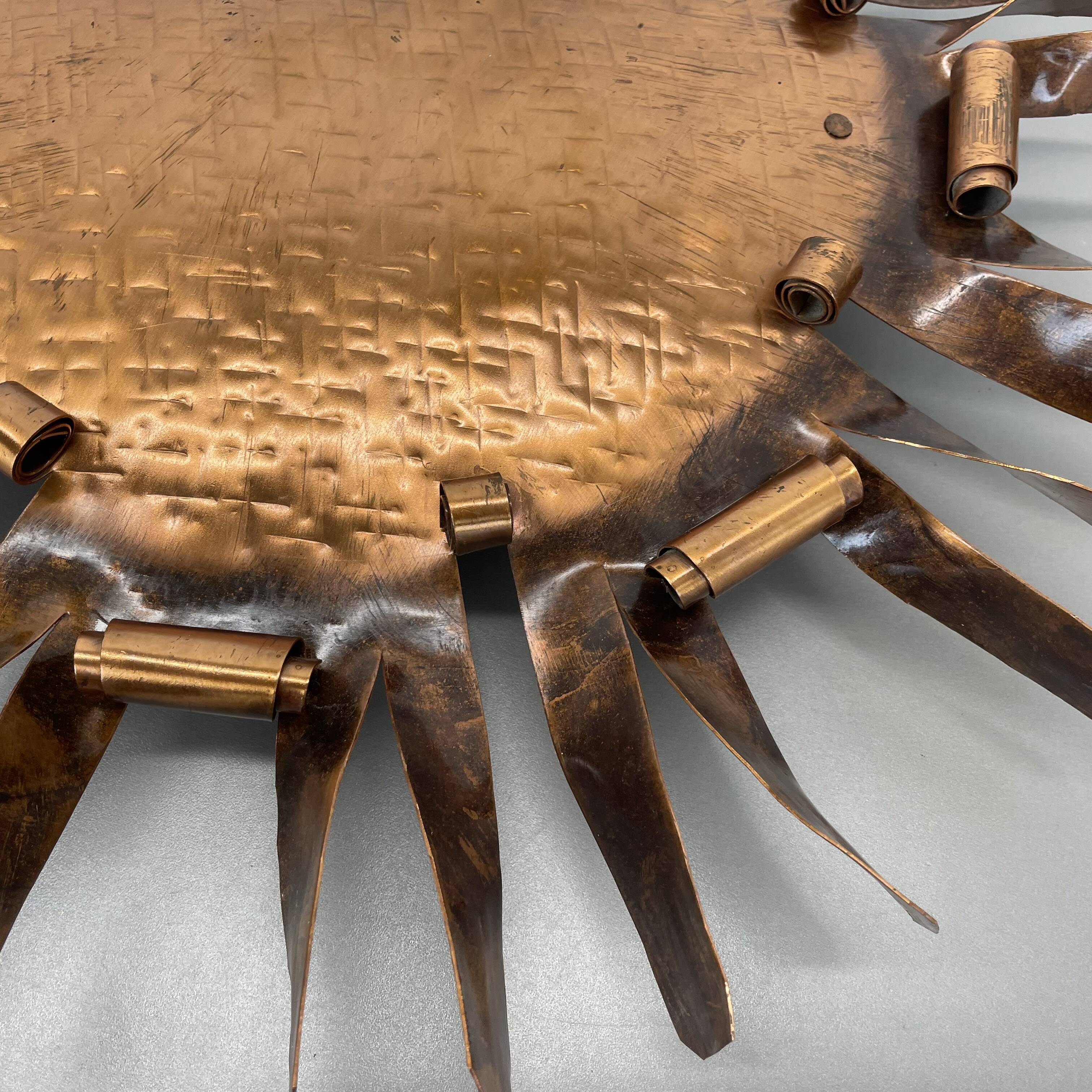 large 50cm solid copper Stilnovo Style Sunburst Theatre Wall Light , Italy
