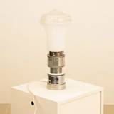 Italian lamp in metal & opaque glass 70's