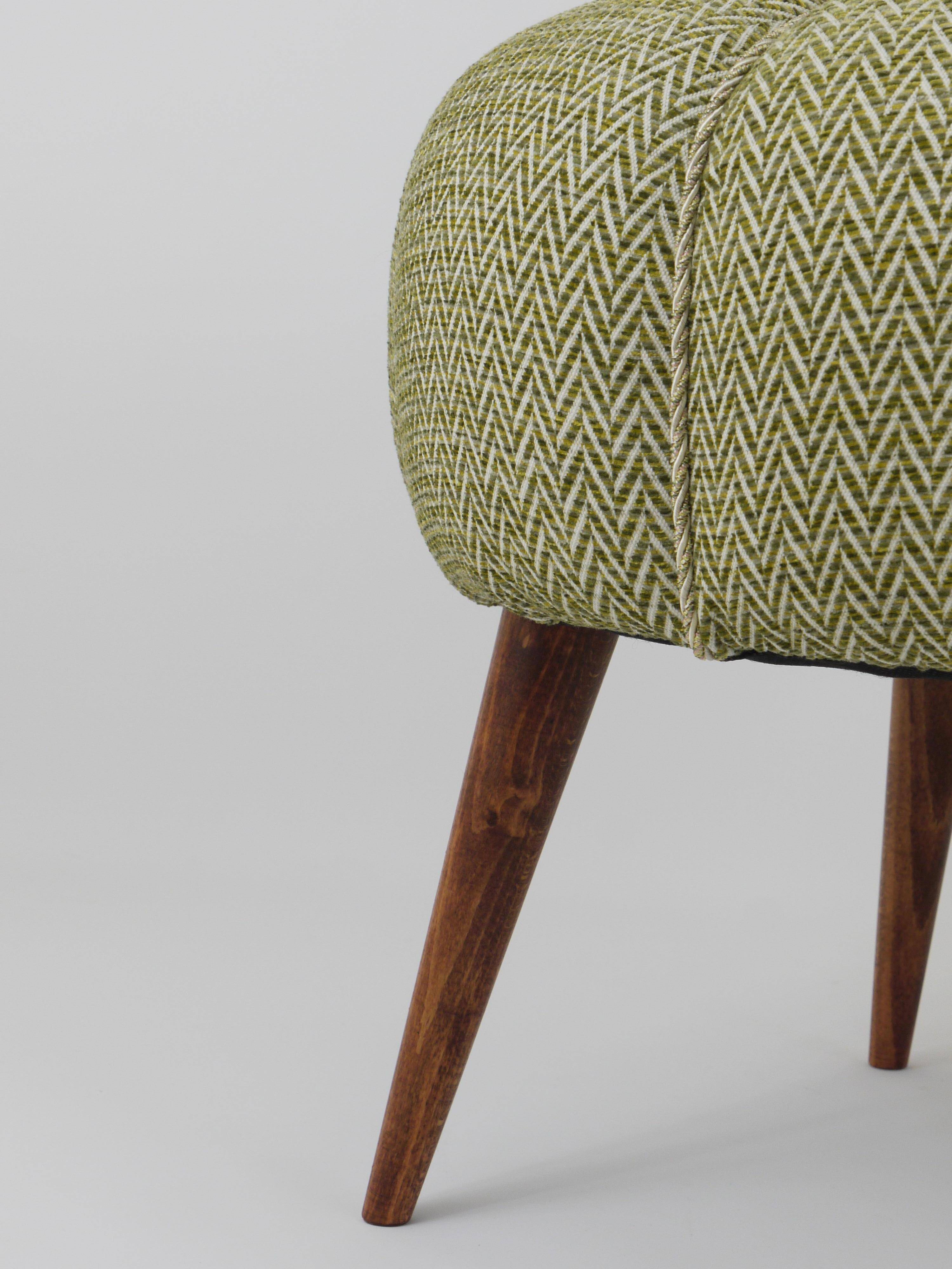 Up to Six Charming Zigzag Midcentury Stools, Pouf, Ottoman, Footstools, 1950s