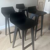 4 tabourets de bar Morph bois laqué noir