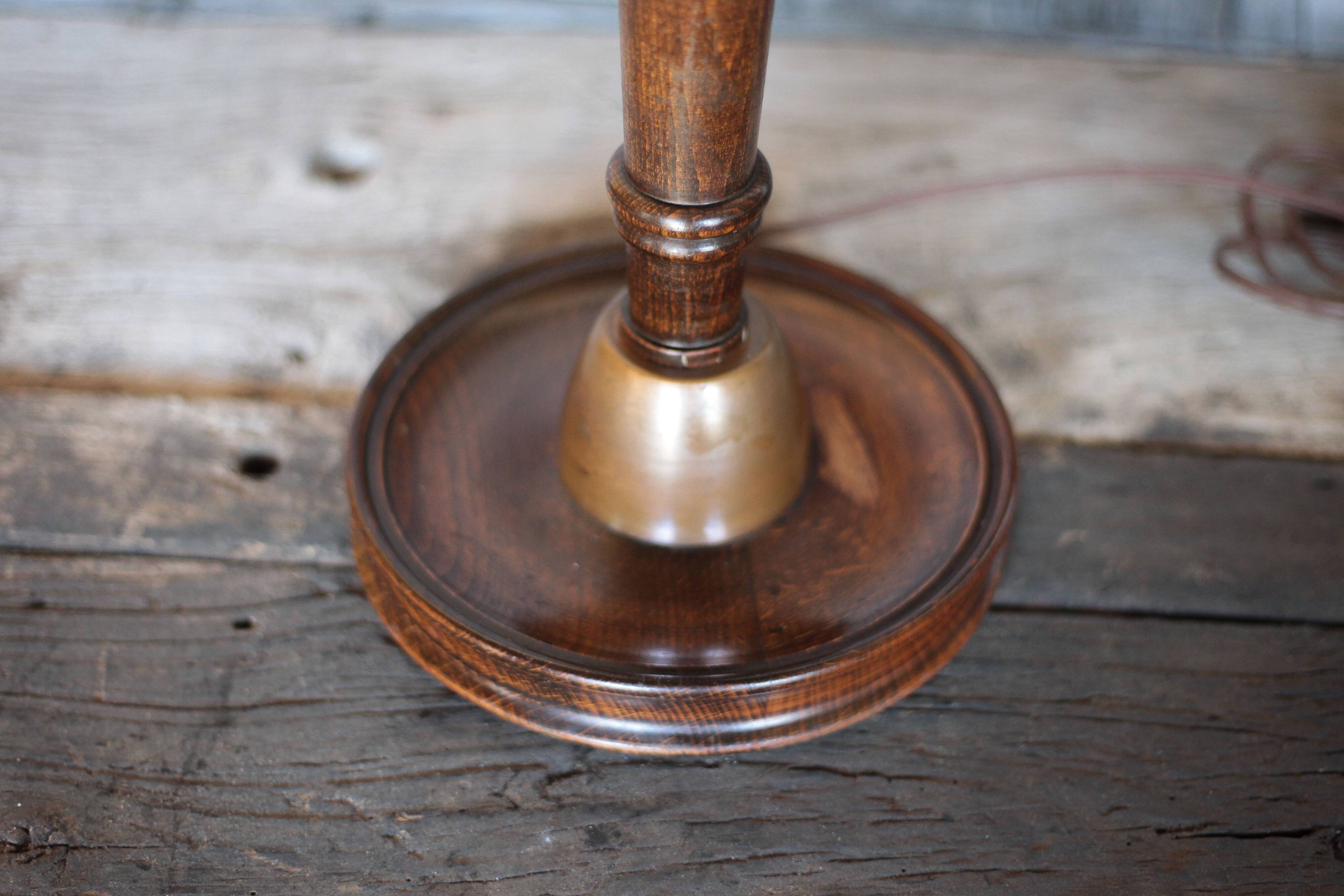 Vintage lamp, vintage lamp base, wooden and copper lamp base, lamp