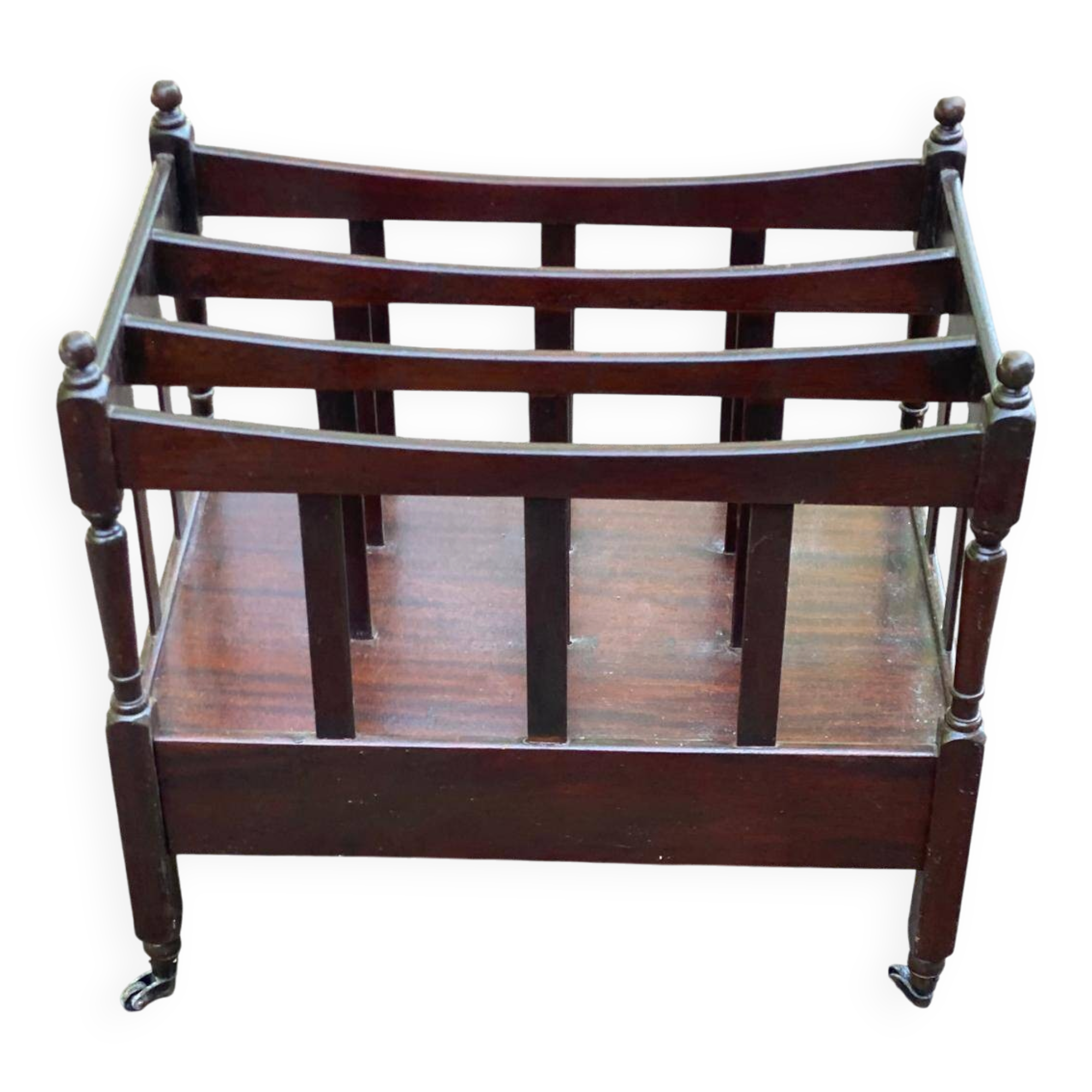 Vintage 19th-century Canterbury magazine rack made of solid wood.