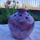 Vase flower spike ceramic golden pink purple