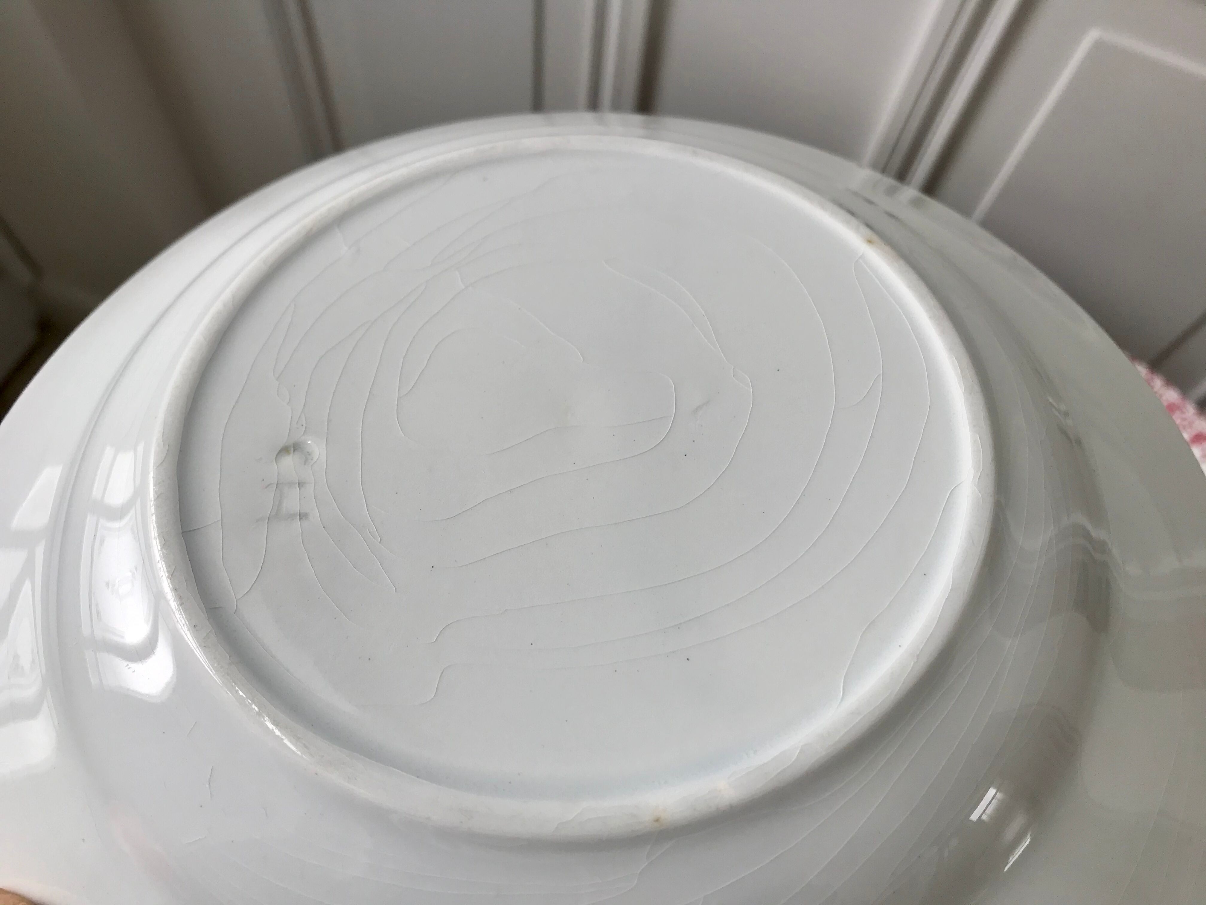 Set of 6 hollow plates Terre de Fer roses late nineteenth