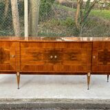 Art Deco sideboard in glossy burr walnut 1940 240cm
