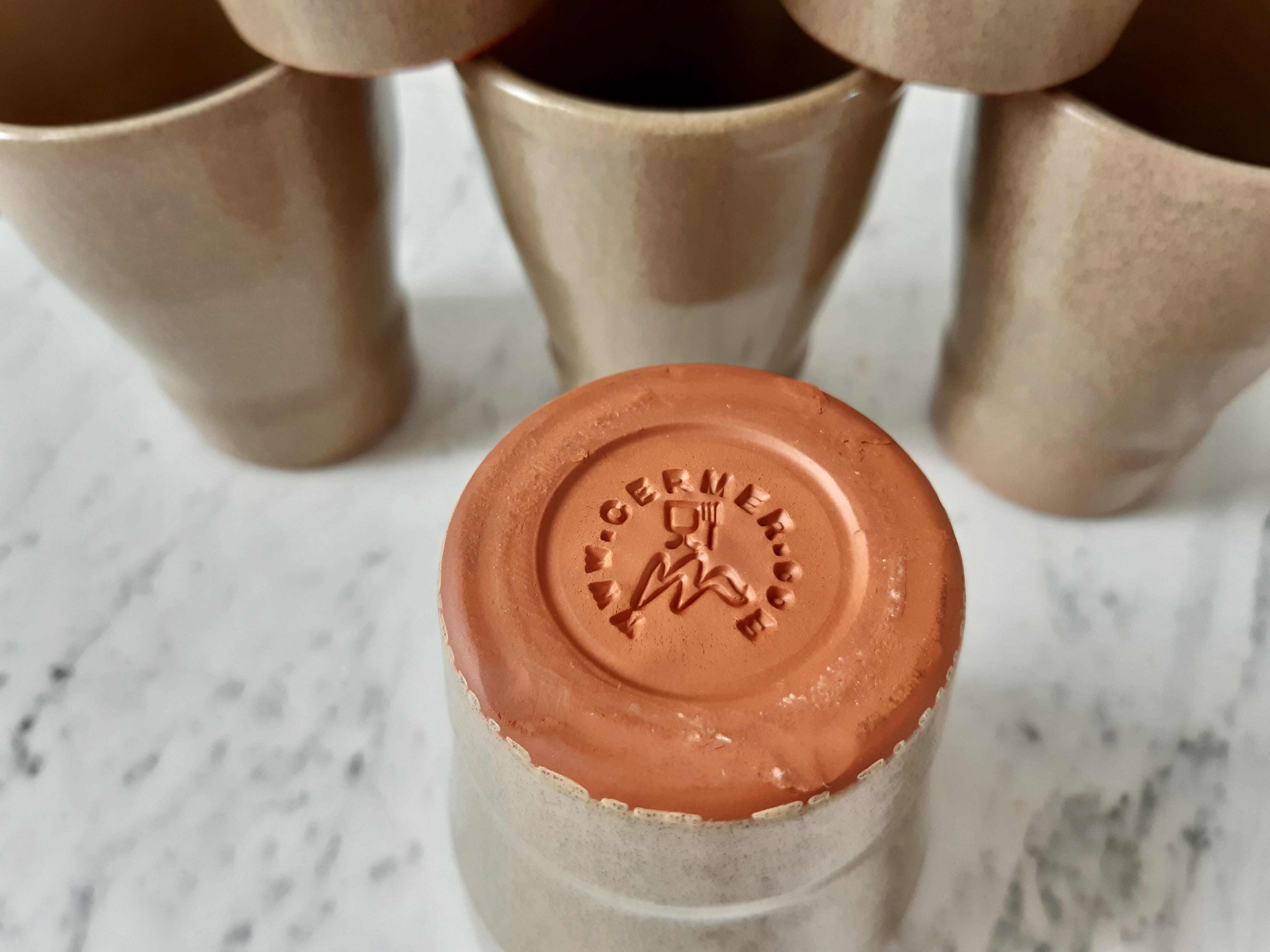 Set of 6 glasses in vintage sandstone taupe color