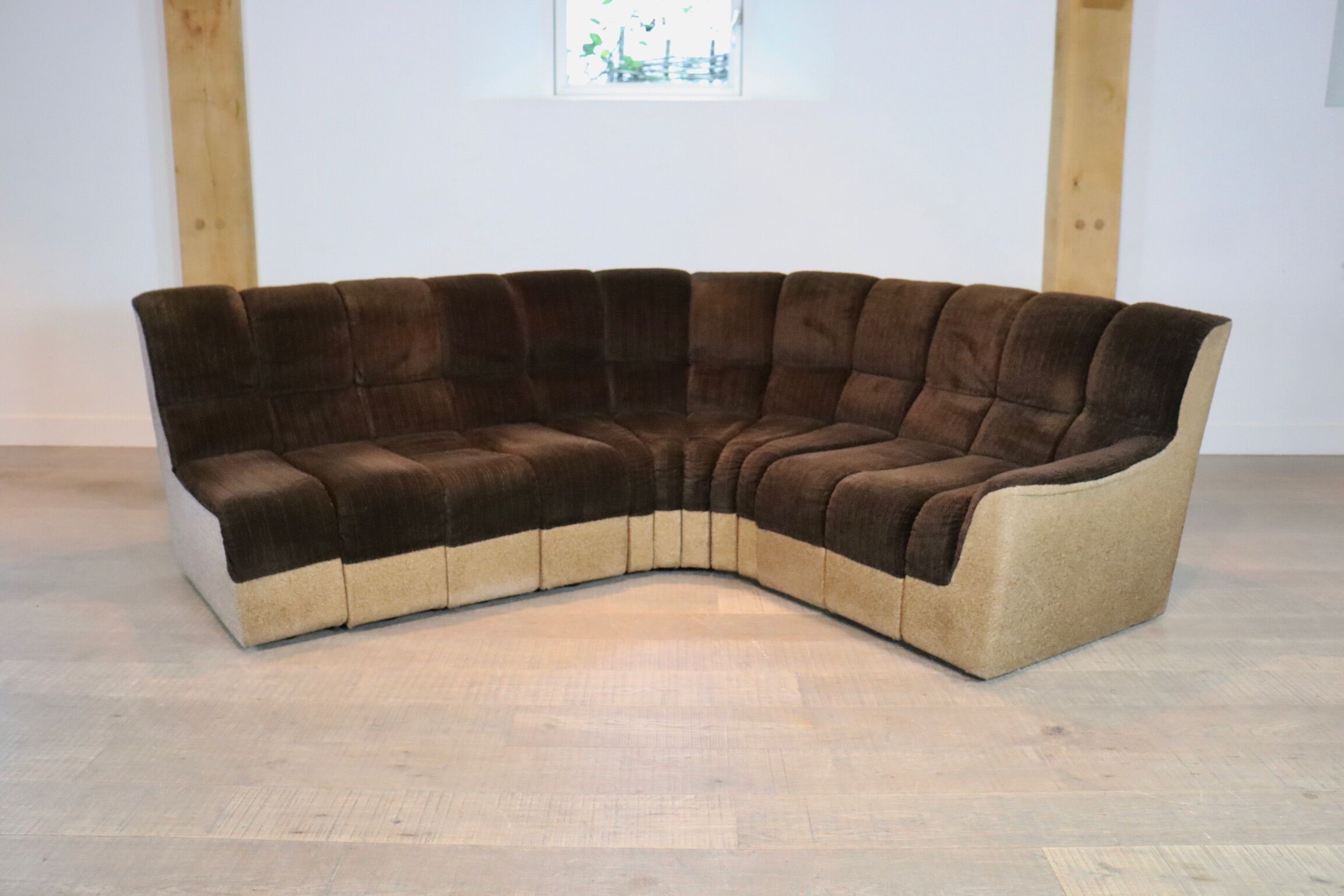 Midcentury seventies ‘snake harmonica’ modular sofa