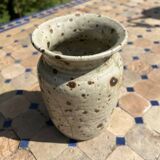 Puisaye stoneware vase with leaf decoration