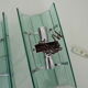 Pair of Italian Veca wall lamps in bluish glass, chrome, double lights