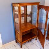 Silver display case in cherry wood