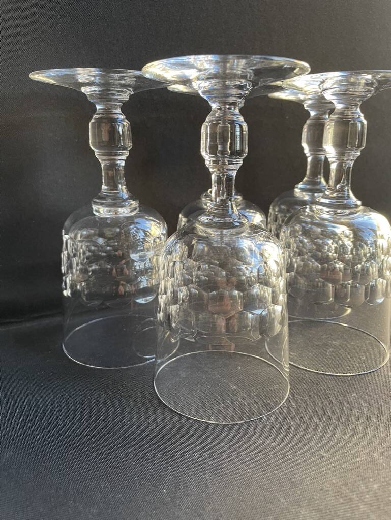 5 Blown and cut crystal water glasses – Art Nouveau