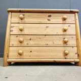Scandinavian pine wood chest of drawers, 1980s