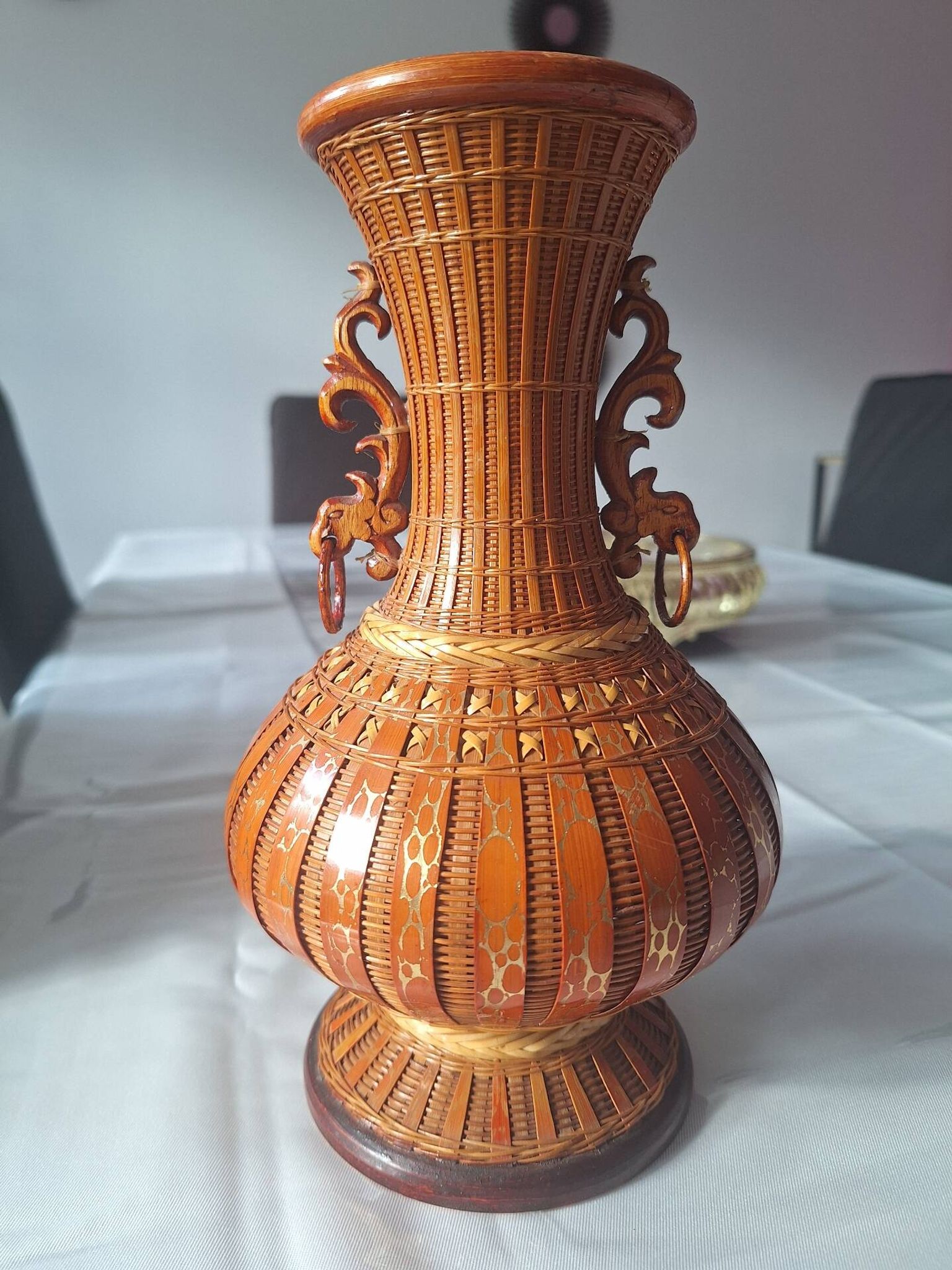 Wood and bamboo vase