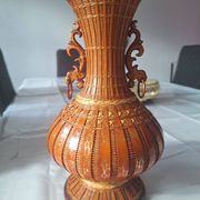 Wood and bamboo vase