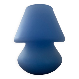 Vintage blue glass mushroom lamp