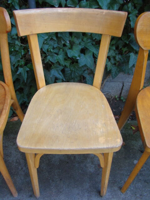 Lot of four old mismatched bistro chairs
