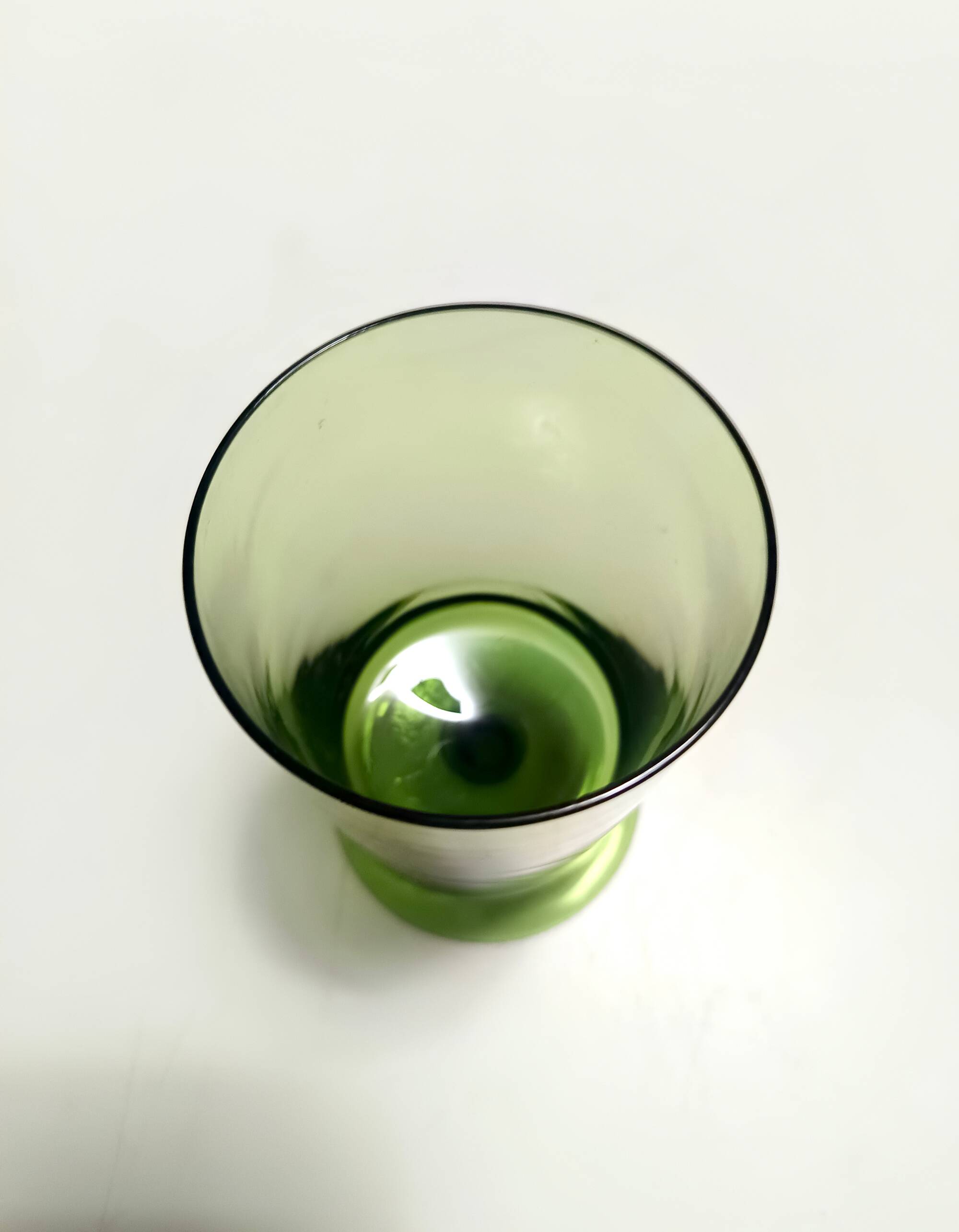 Set of Nine Green Hand-Blown Glass Drinking Glasses, Empoli, Italy