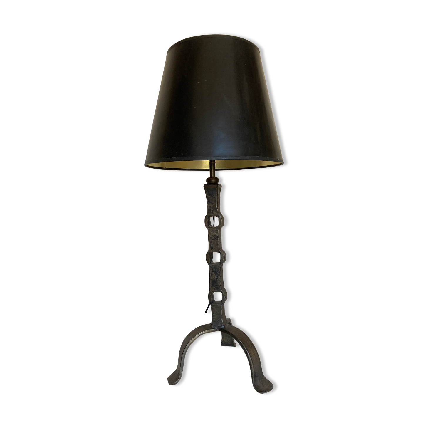 Beaten iron lamp 1970 modernist lampshade period day