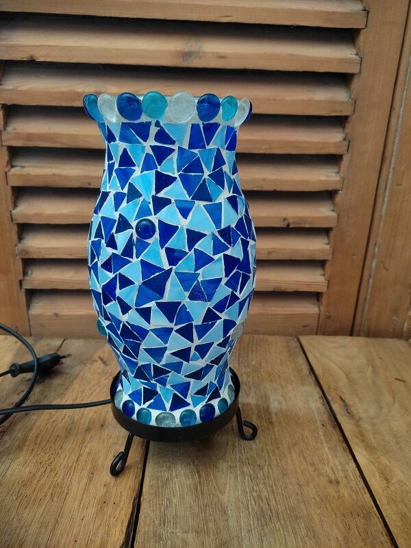 Blue mosaic glass lamp night light dp 0422042