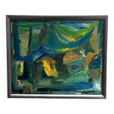Original Mid Century Swedish Oil On Panel – “Abstract Motif” By Wilma Roos – Dated 1959 – Vintage & Framed