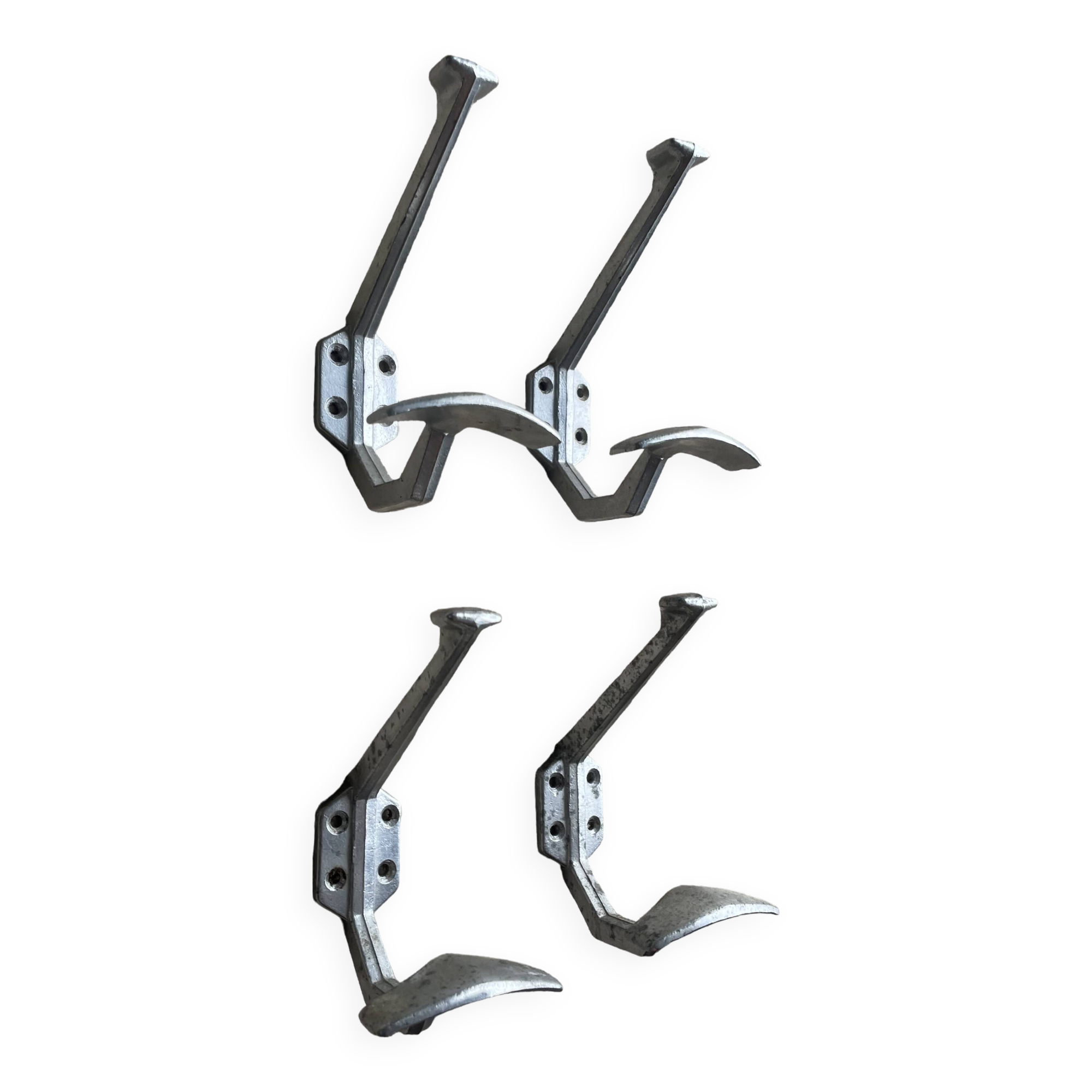Set of 4 old metal coat hooks
