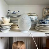 Table lamp "egg" in Clichy glass and white metal