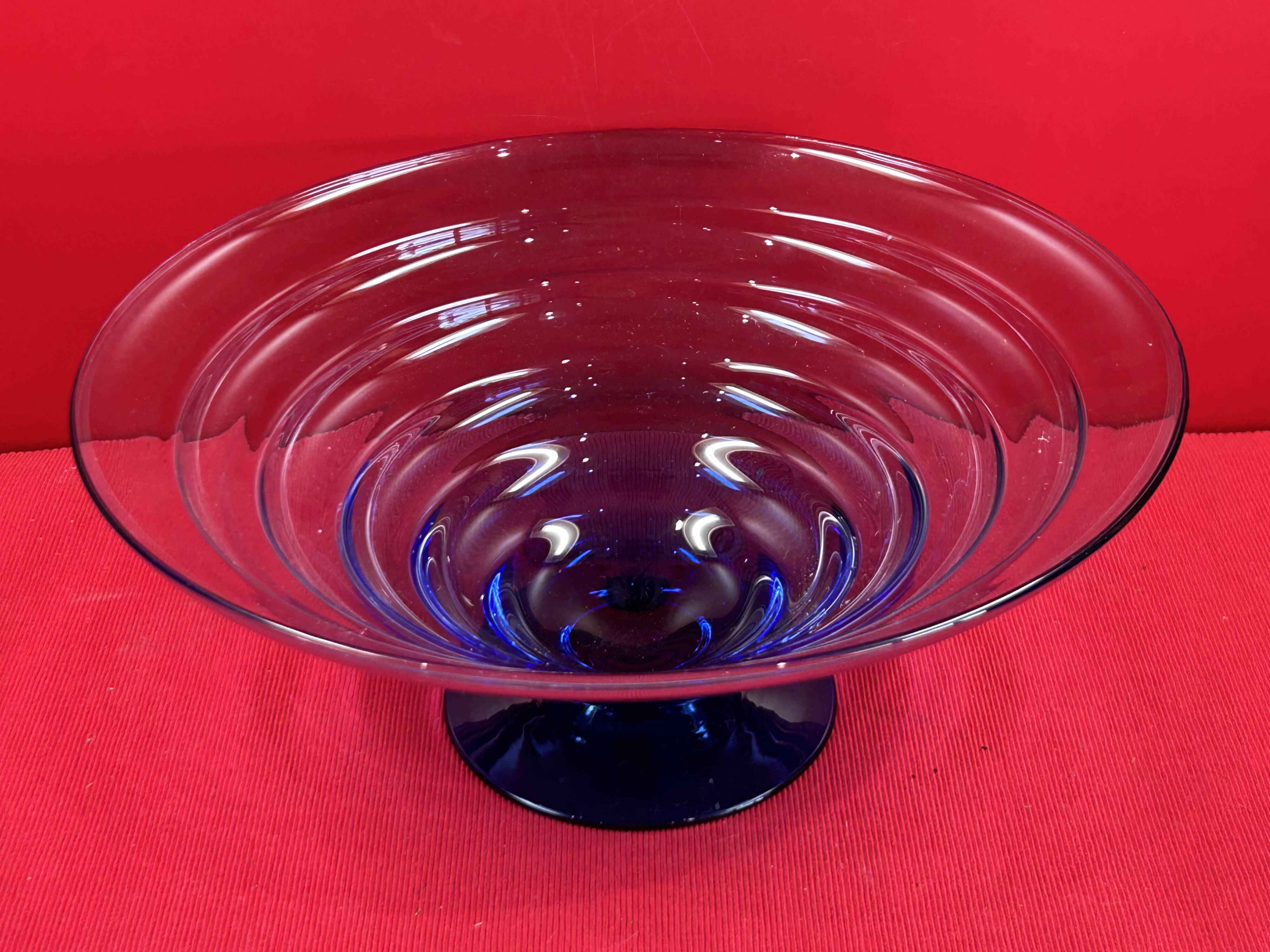 Large cobalt blue glass bowl
