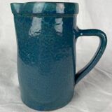 Blue enamelled stoneware pitcher