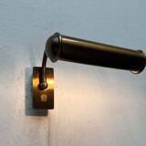 Vintage German brass patinated wall lamp with a gooseneck design by Honsel, 1970s.