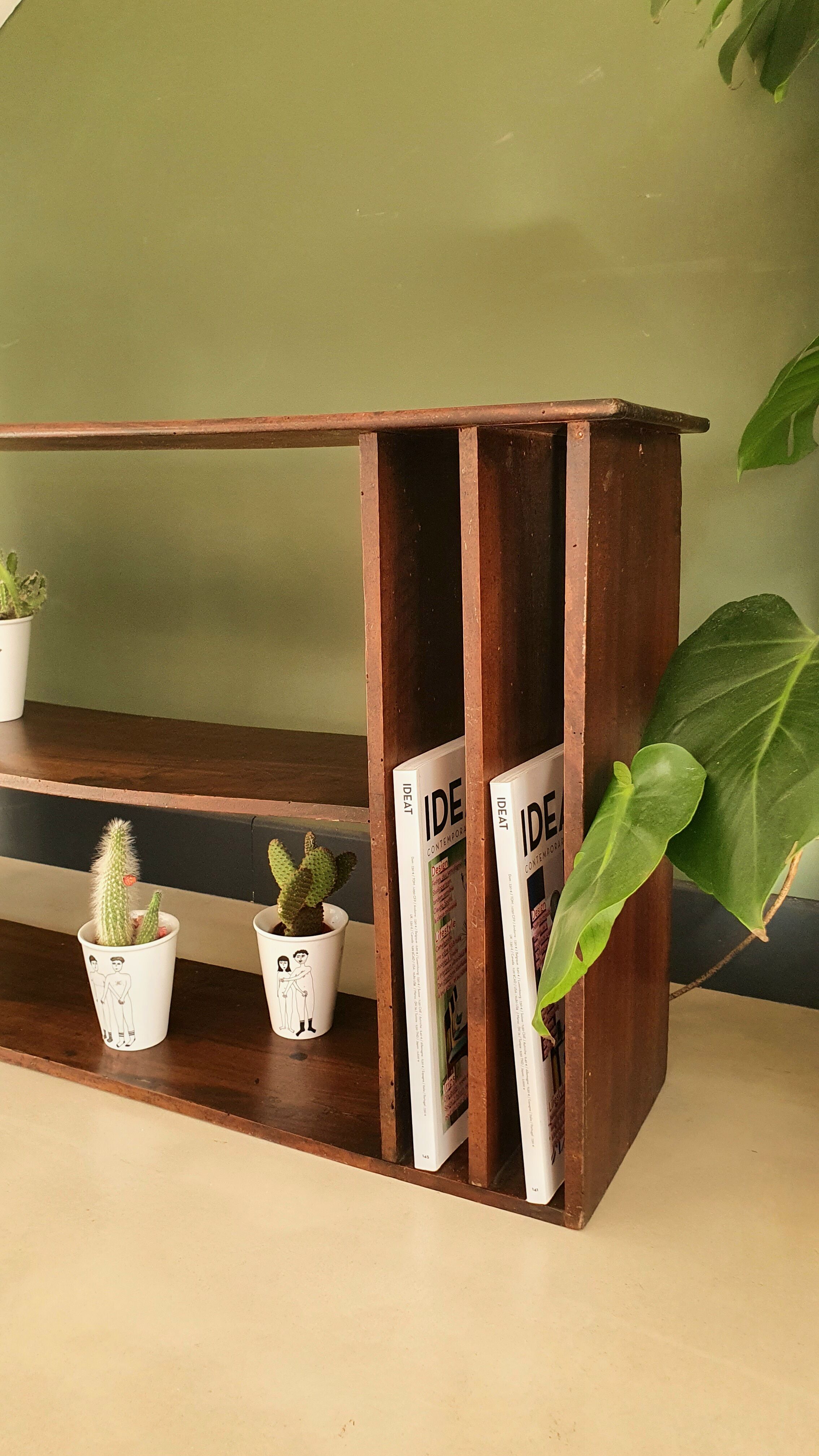 Low antique wooden storage unit