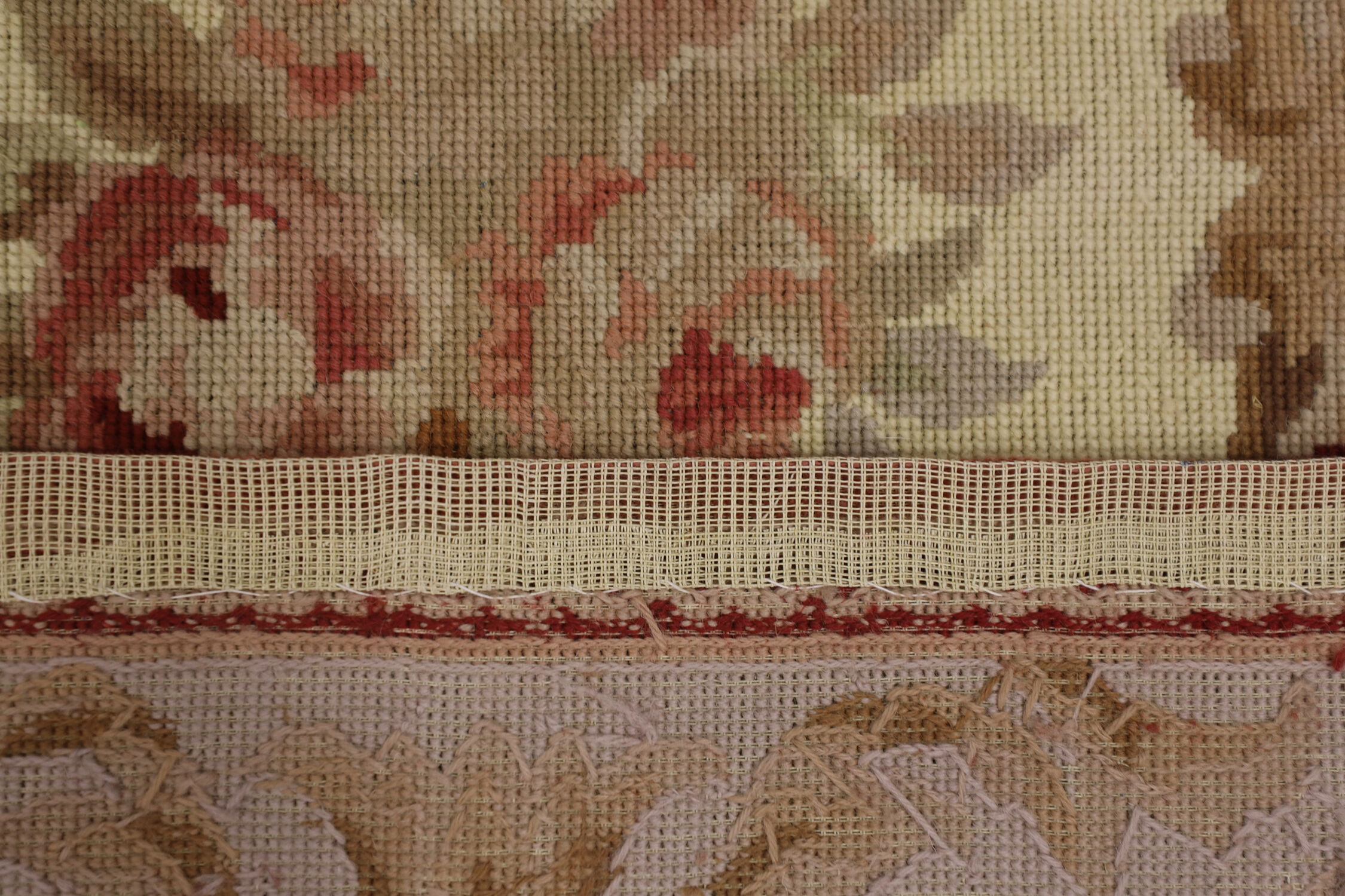 New handmade floral red wool needlepoint tapestry area rug- 91x152cm