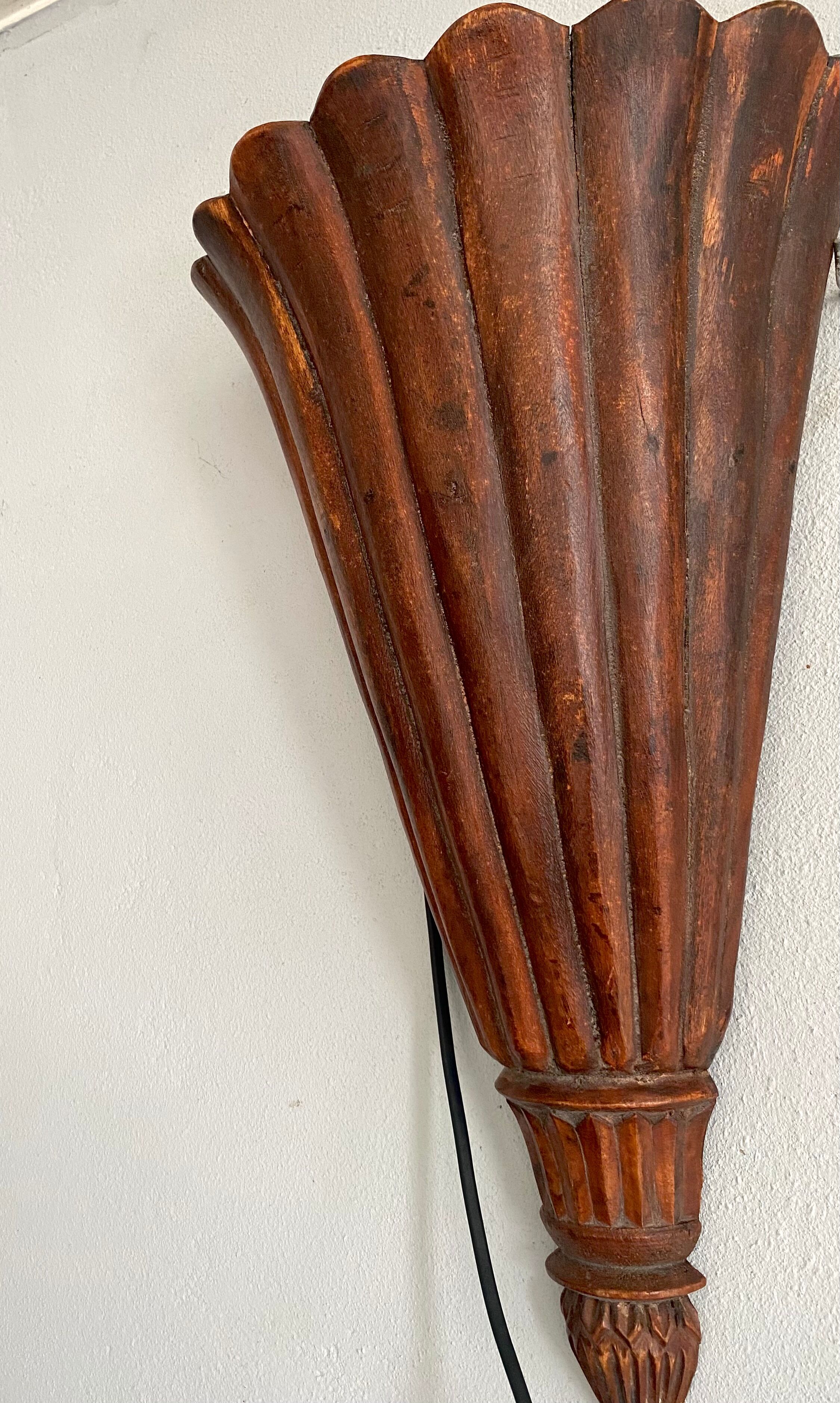 Asian wall lamp electrified wood