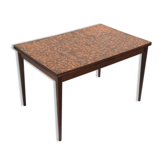 Unique vintage Brutalist extendable dining table with copper top