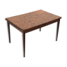 Unique vintage Brutalist extendable dining table with copper top