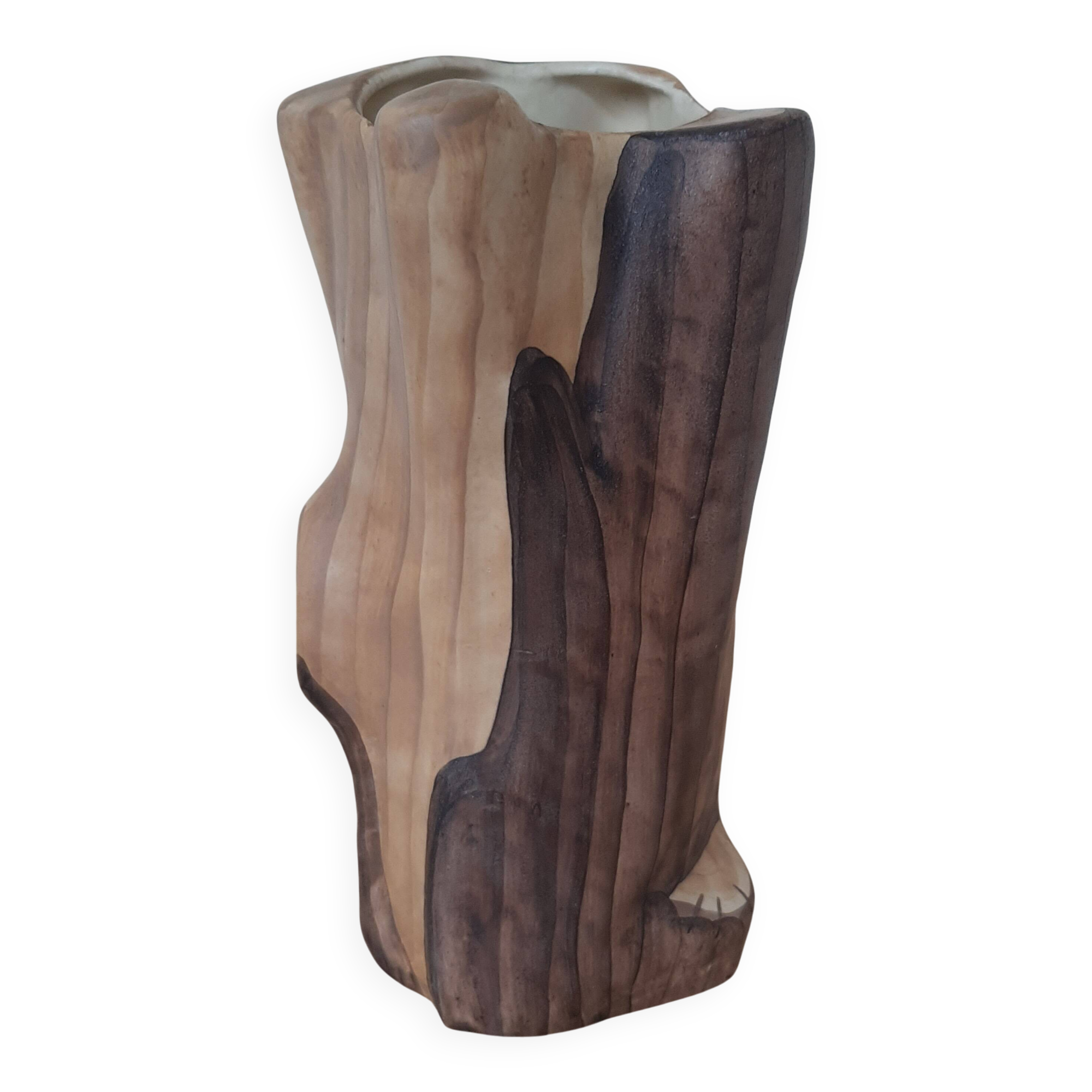 Vase Imitation Bois Mat Vintage