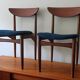 Pair of Lane Perception teak dining chairs in petrol blue-green, USA 1960s