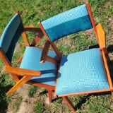 2 wooden bridge armchairs from the 1960s