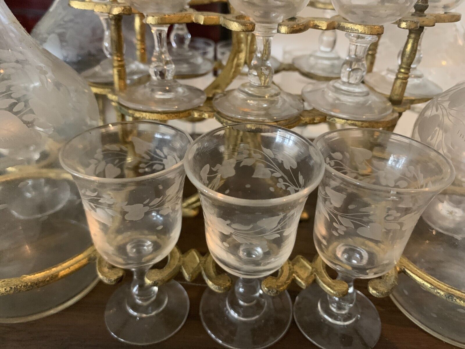 Complete liquor cellar Napoleon III Marquetry boulle Antique box