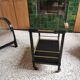Art Deco wooden mirror and brass rolling service