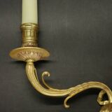 Pair of large Louis XVI style sconces with male faces - bronze